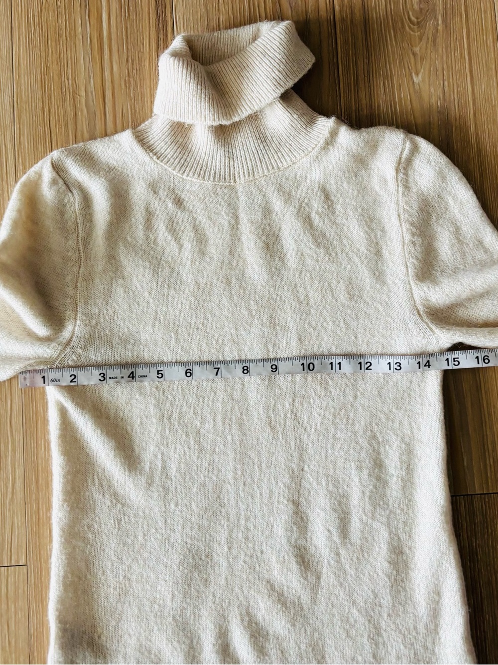 Mango Turtleneck Sweater Cream Wool Blend Womens XS Preppy Minimalist Classic - Picture 7 of 10